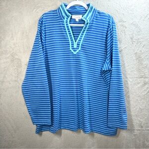 Breckenridge Blue Striped Pullover Long Sleeve Top Women’s 2X Nautical Coastal‎